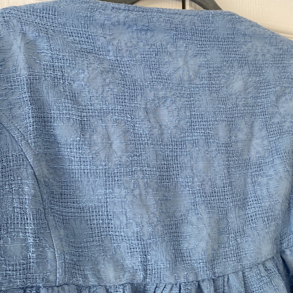 Zara Light Blue Tiered Ruffle Tie-Front Blouse - Picture 6 of 12